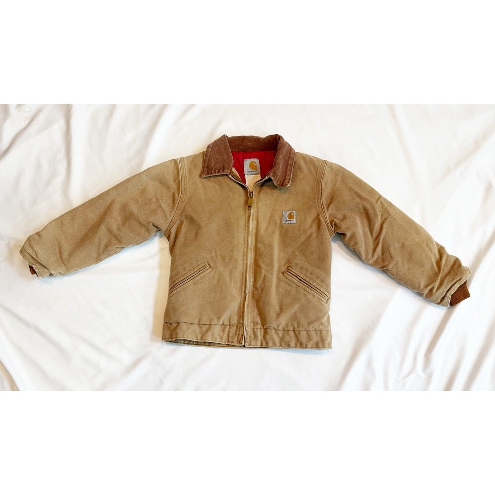 Vintage Carhartt Jacket Youth SZ 8 Y04 BRN Detroit Youth Red Quilt Lined Canvas